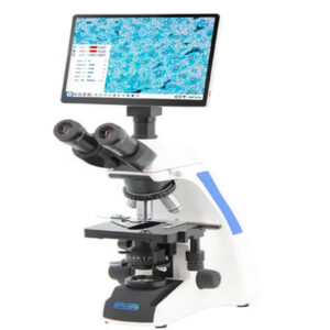 MICROSCOPIO TRINOCULAR CON CÁMARA Y PANTALLA TÁCTIL – OPTO EDU