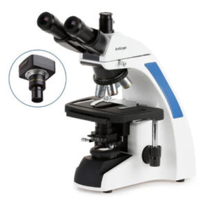MICROSCOPIO COMPUESTO TRINOCULAR CON CORRECCIÓN INFINITA, 40X-2500X CON CÁMARA DE 5MP