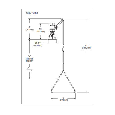 DUCHA DE EMERGENCIA SIN BARRERAS BRADLEY S19-130BF, CABEZAL SPINTEC™, MONTAJE EN PARED, USA - Imagen 2