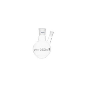 FRASCO DE DESTILACIÓN DE VIDRIO DE BOROSILICATO, 250 ML, CUELLO OBLICUO 24/29 – EISCO